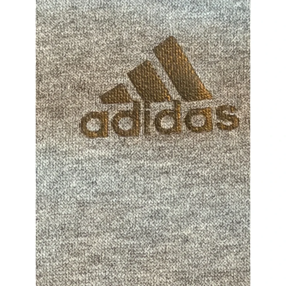 Adidas Mens Full Zip Hoodie Gray Black 3 Stripe Fleece Sweatshirt Size L